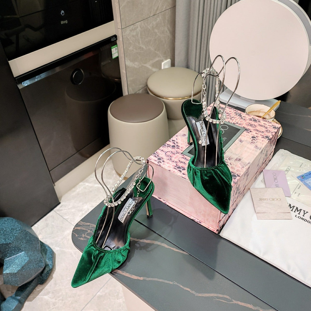 Jimmy 25 Slingback Pump Green Velvet 240090