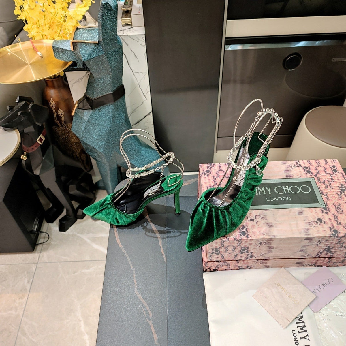 Jimmy 25 Slingback Pump Green Velvet 240090