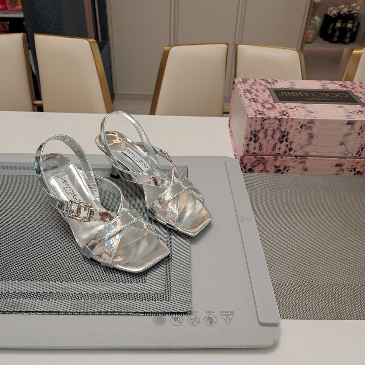 Jimmy 25 Jess Sandals Silver Patent Leather 240100