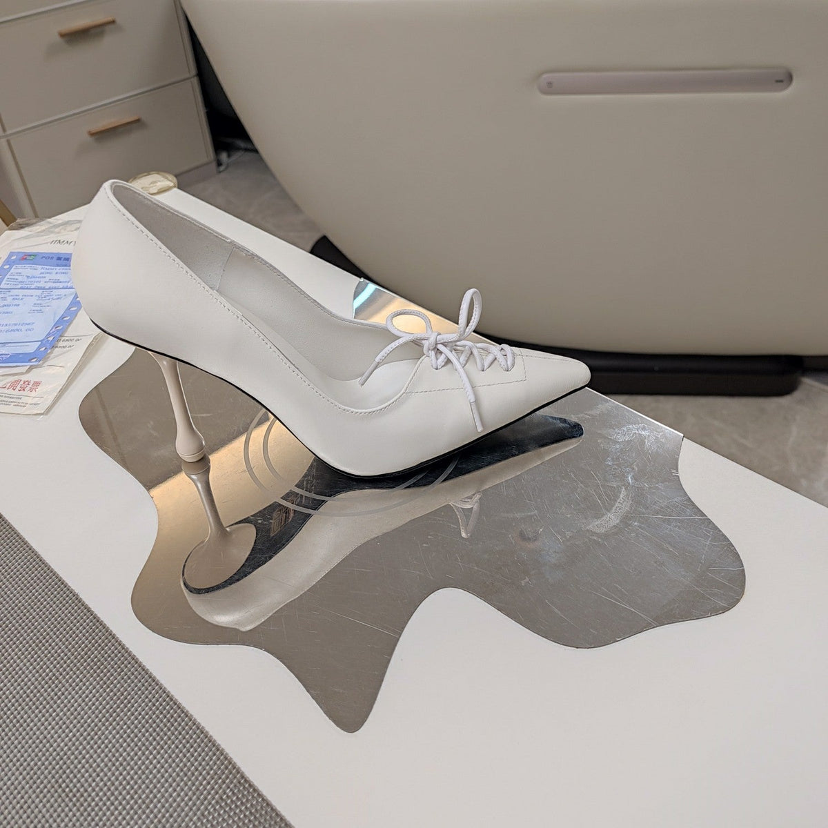 Jimmy 25 Pump High Heels White Cowhide 240004