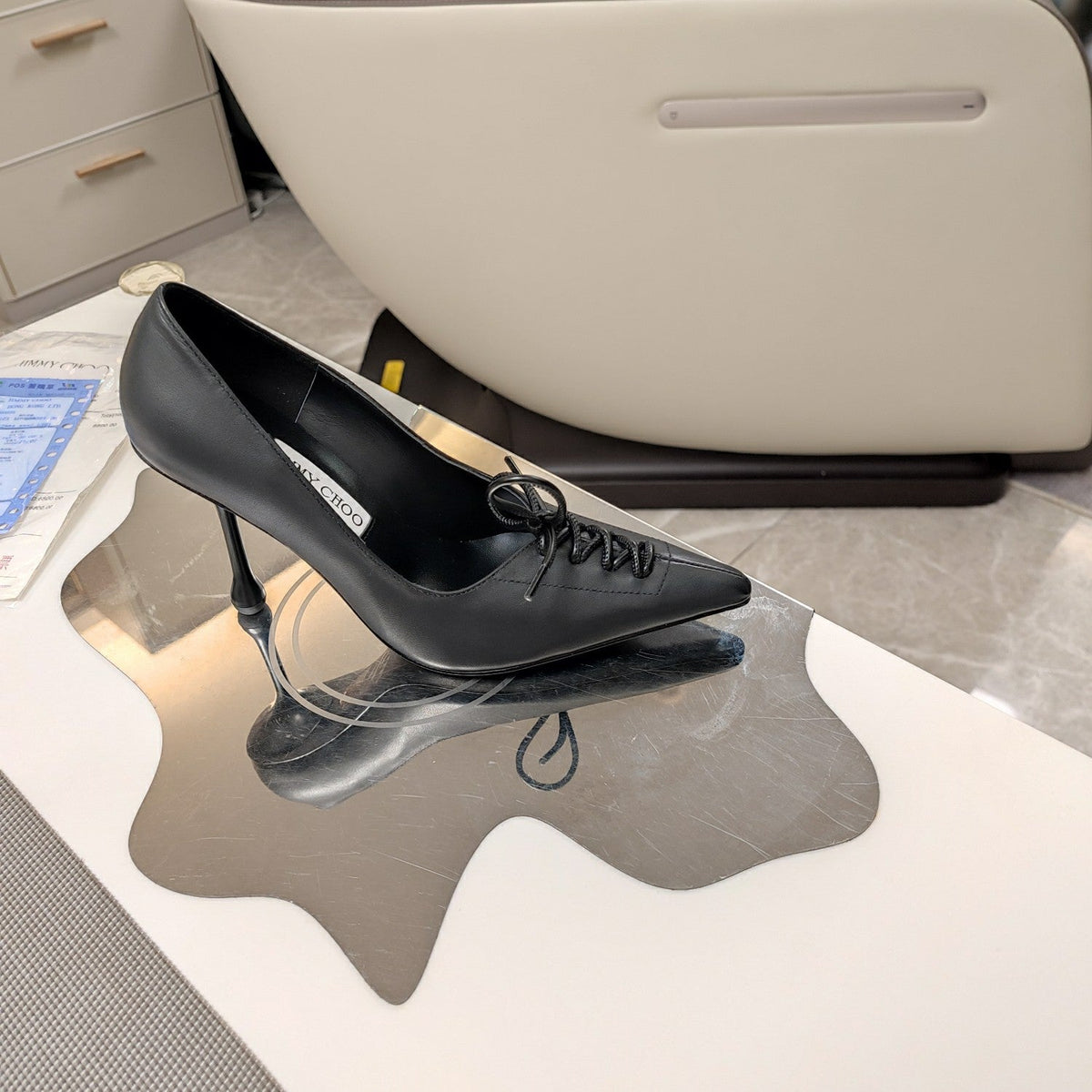 Jimmy 25 Pump High Heels Black Cowhide 240005