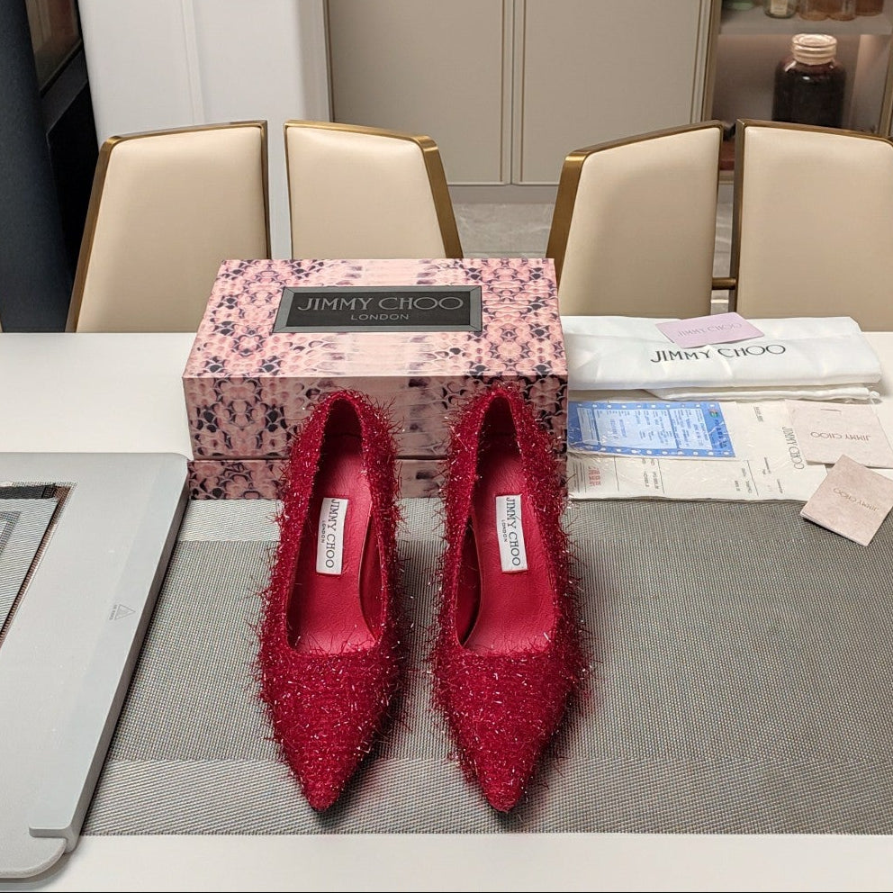 Jimmy 25 Ixia 100 Pump Ruby Red Tinsel 240024