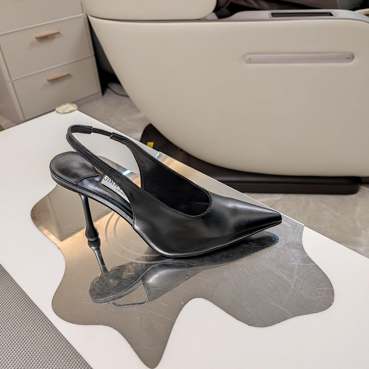 Jimmy 25 Slingback Pump Heels Black Nappa Leather 240025