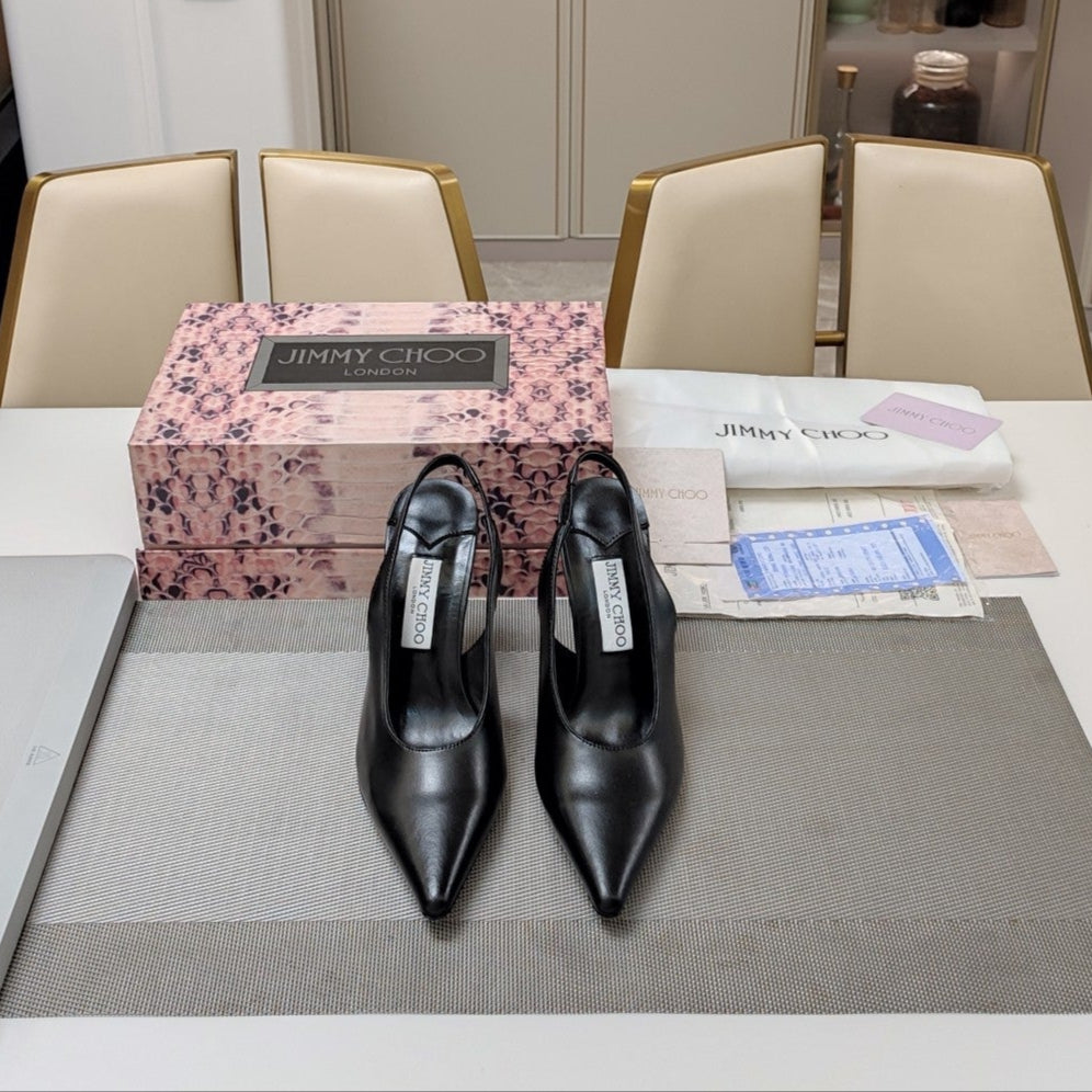 Jimmy 25 Slingback Pump Heels Black Nappa Leather 240025