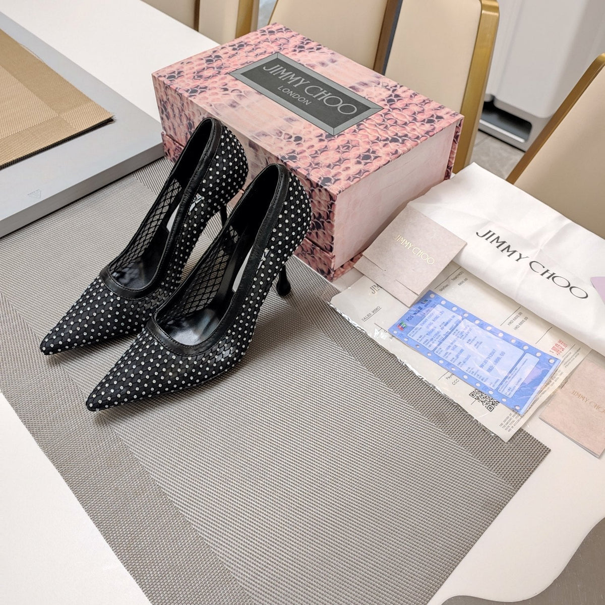 Jimmy 25 Love 100 Pump Black Mesh 240041