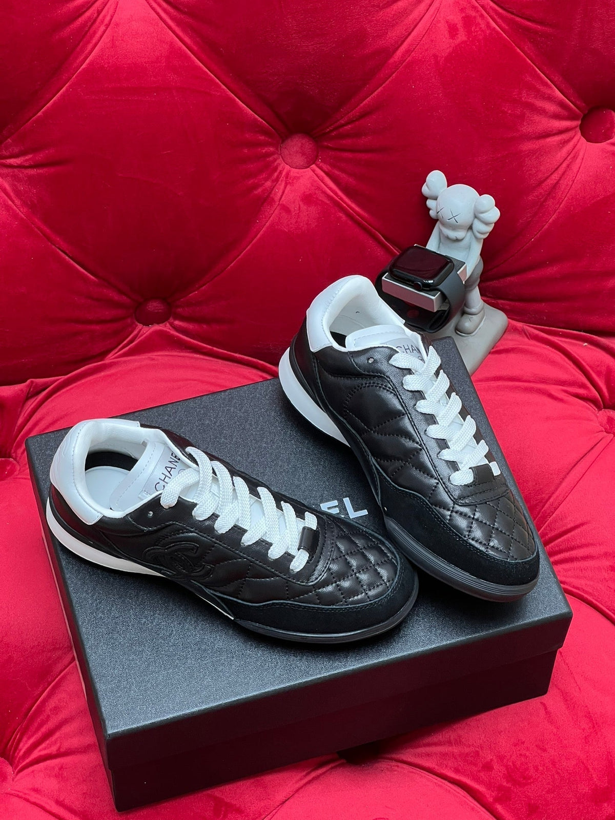 cc low sneaker black quilted calfskin