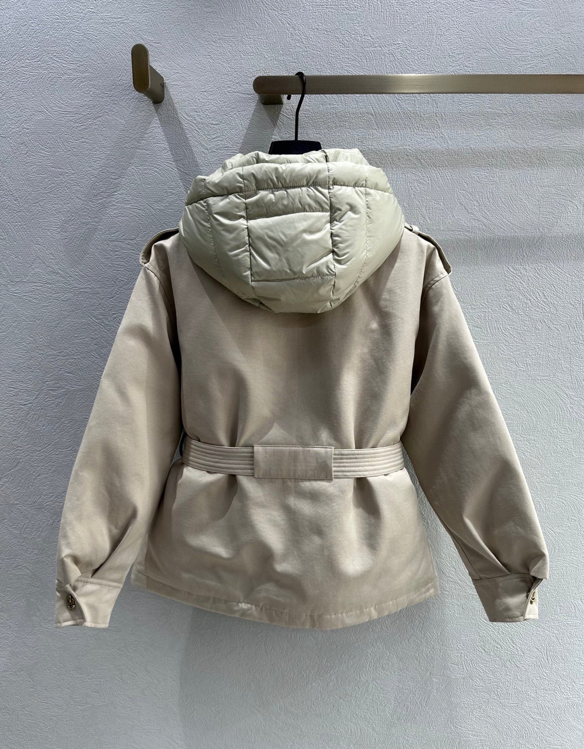 MC 2025 Essalois Hooded Down Field Jacket Cream Viscose Polyester