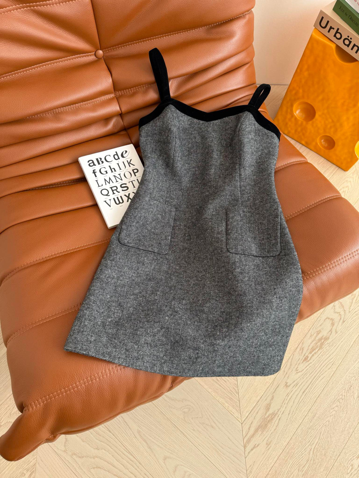 Prada 25 Dress and Jacket Set Gray Wool Polyester