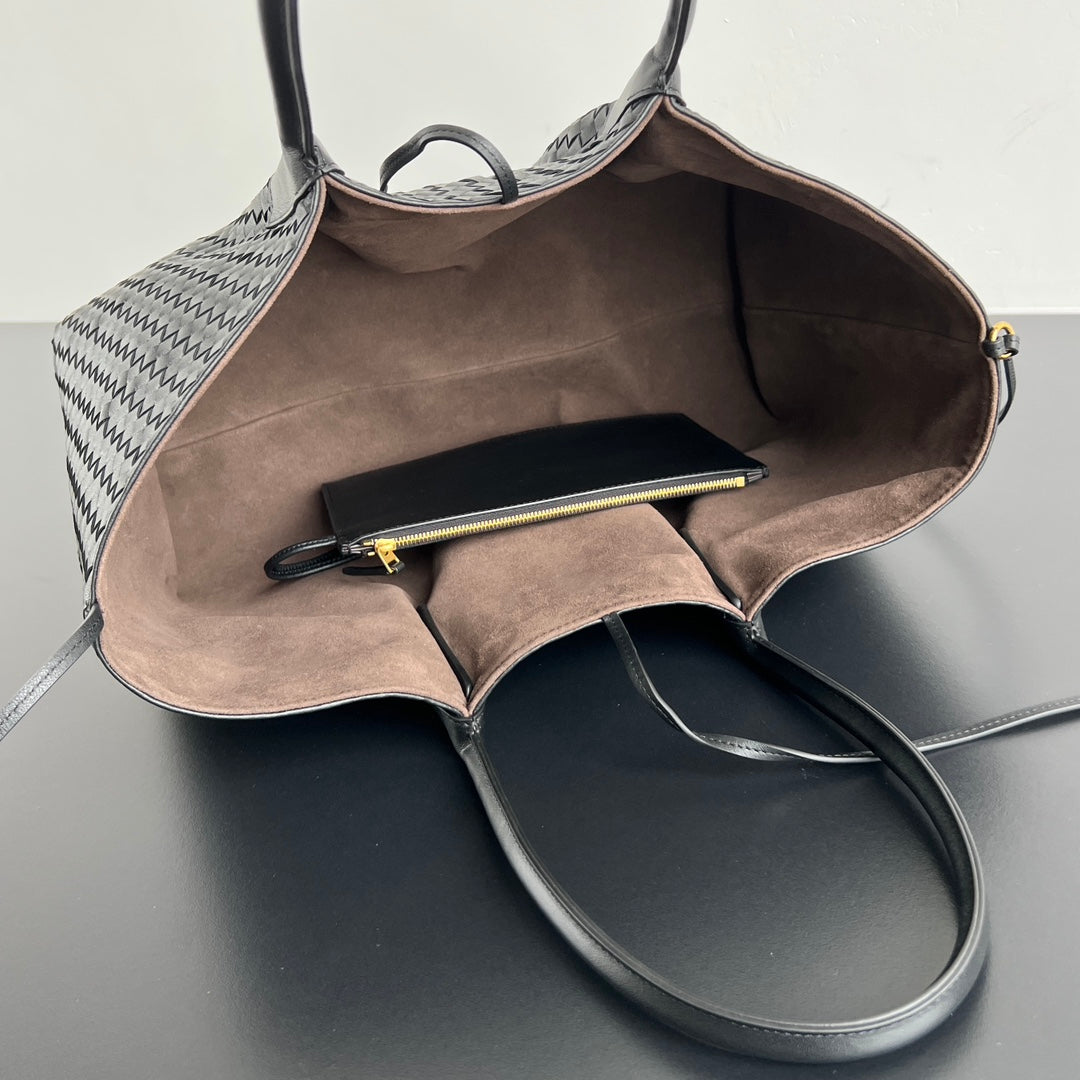 BV Pinacoteca Bag Black Brown Leather Suede 533259