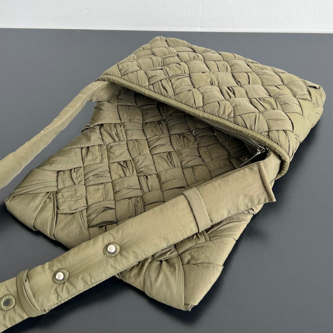BV  Rumple 21cm Khaki Nylon Bag 545164