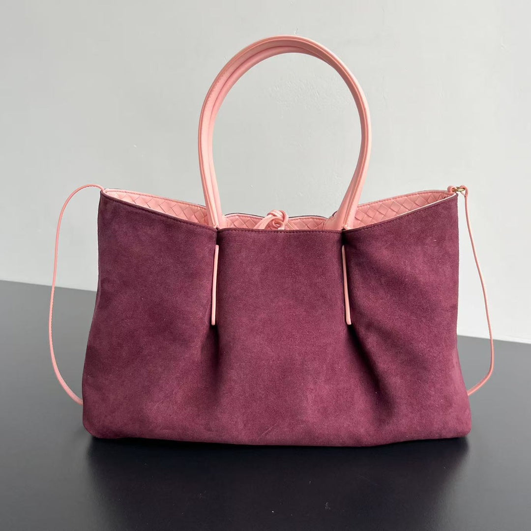 BV Pinacoteca 43cm Bag Pink Leather Suede 545174