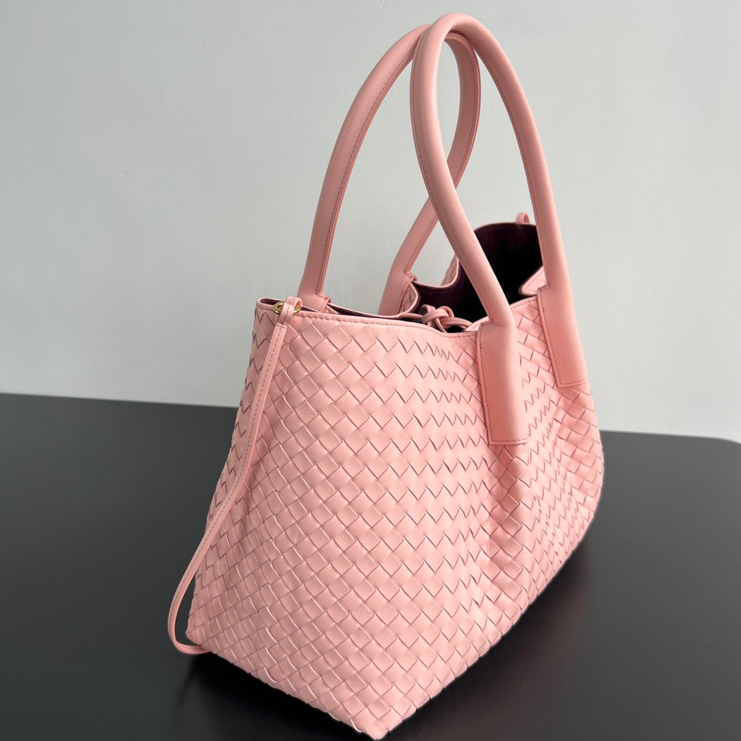 BV Pinacoteca 43cm Bag Pink Leather Suede 545174