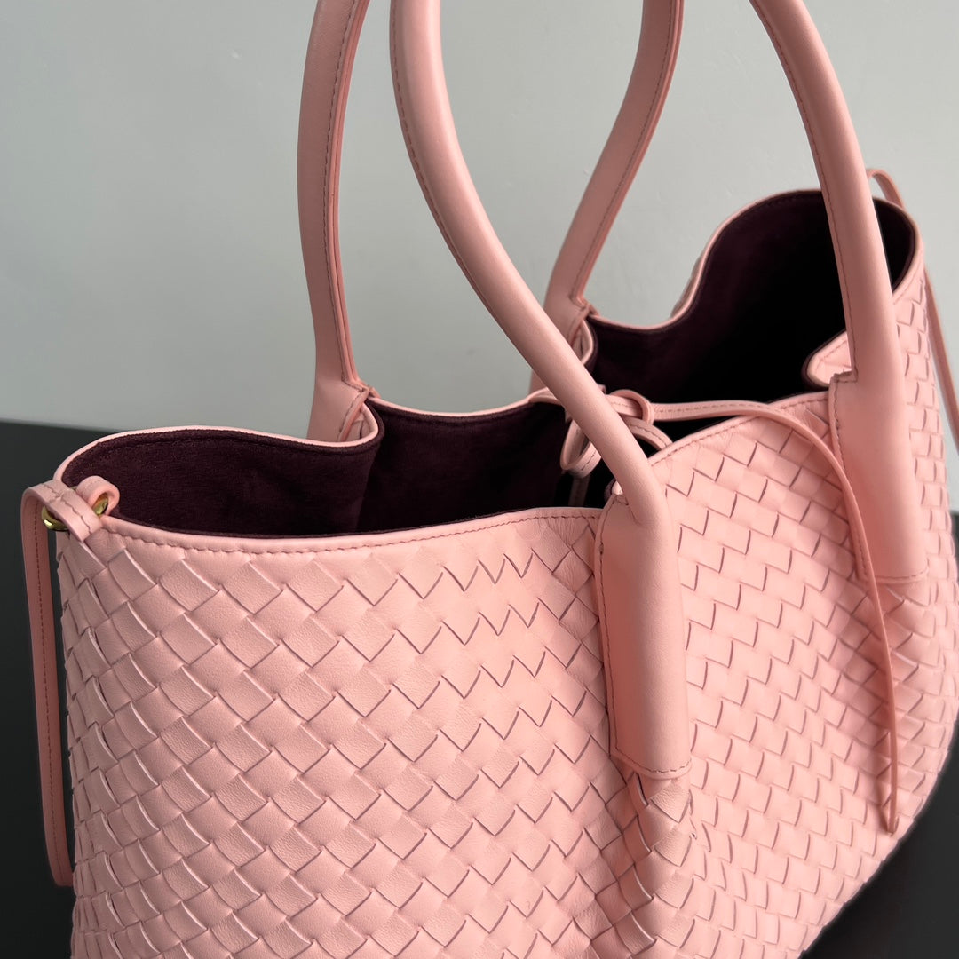 BV Pinacoteca 43cm Bag Pink Leather Suede 545174