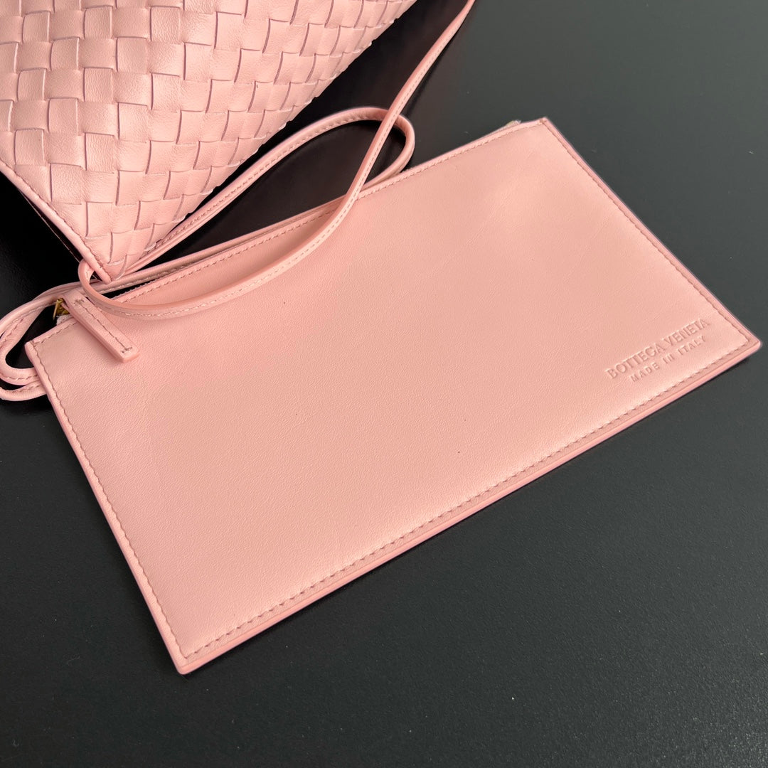 BV Pinacoteca 43cm Bag Pink Leather Suede 545174