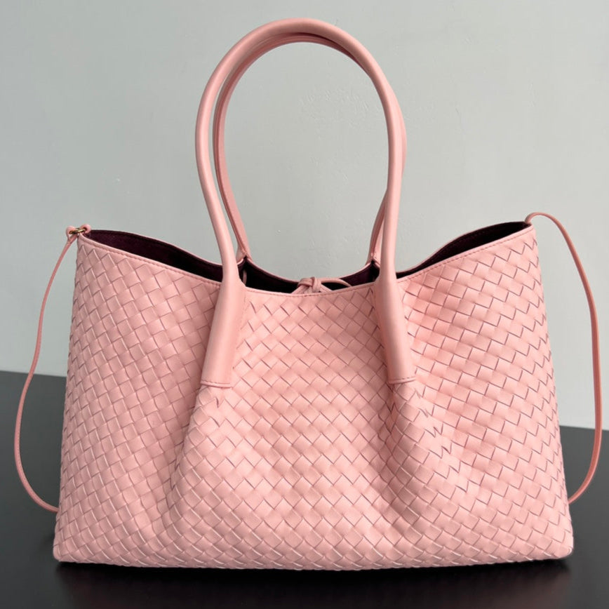 BV Pinacoteca 43cm Bag Pink Leather Suede 545174