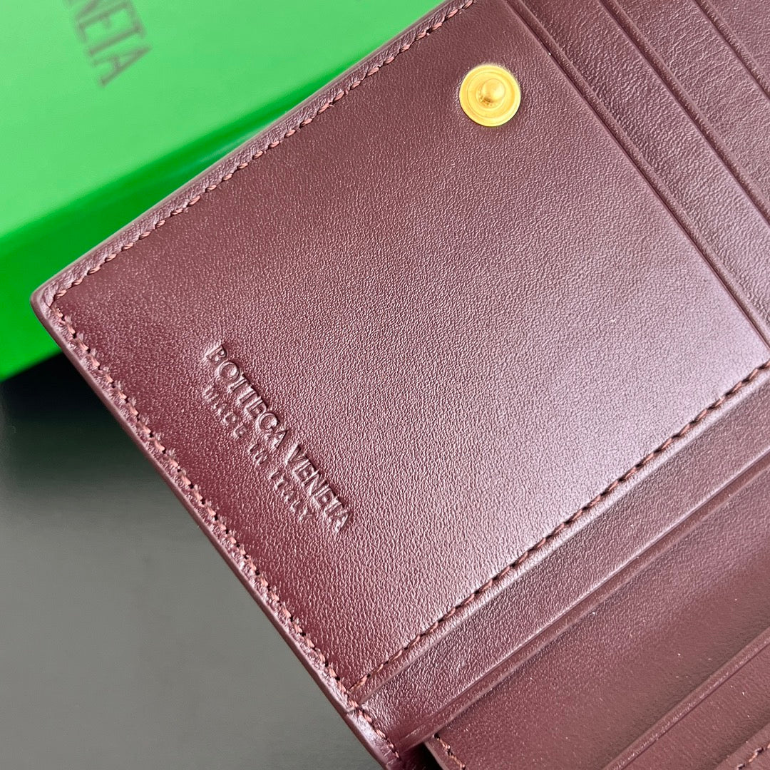 BV Wallet 14.5cm Burgundy White Sheepskin 545201