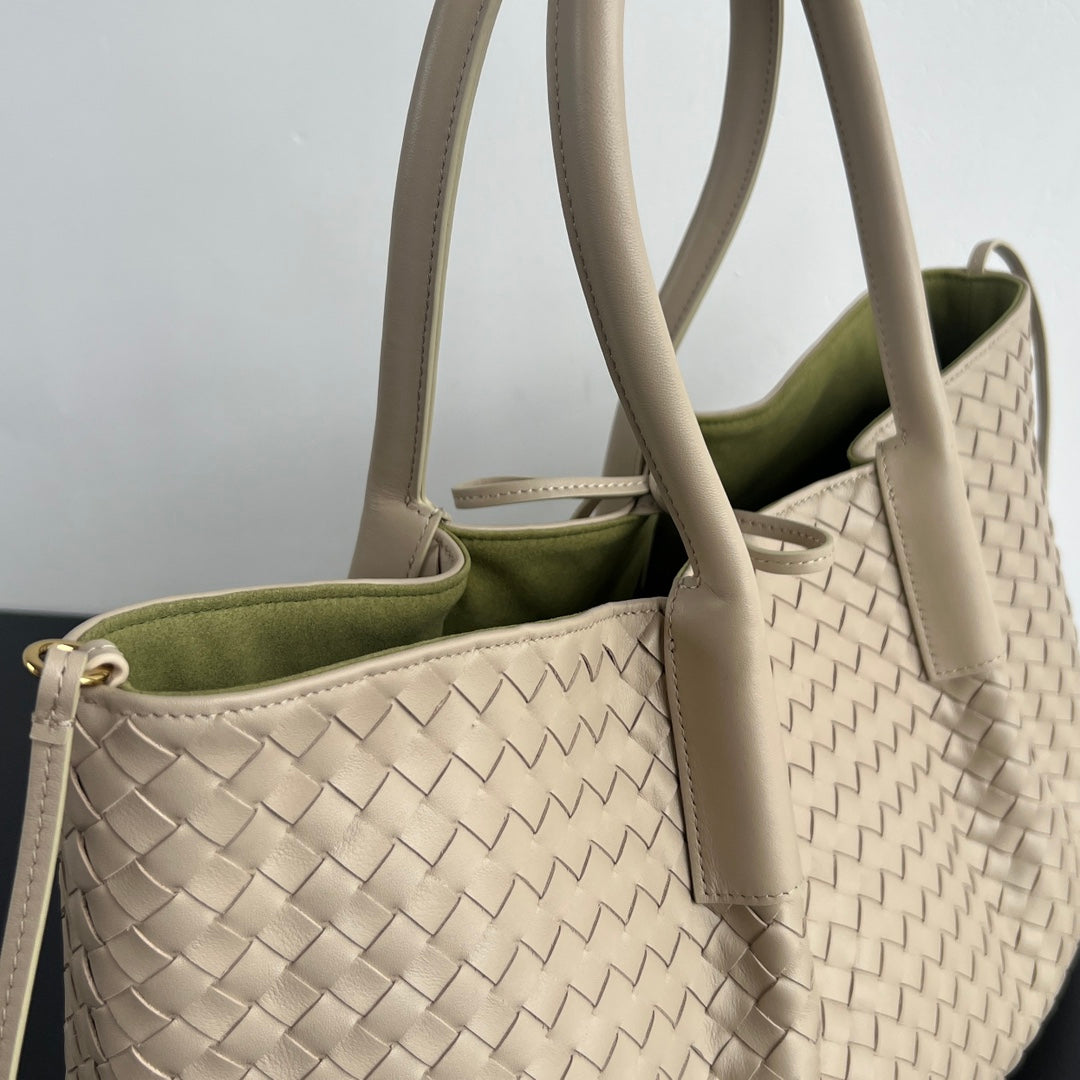 BV 2025 Pinacoteca 43cm Bag Beige Green Leather Suede 545238