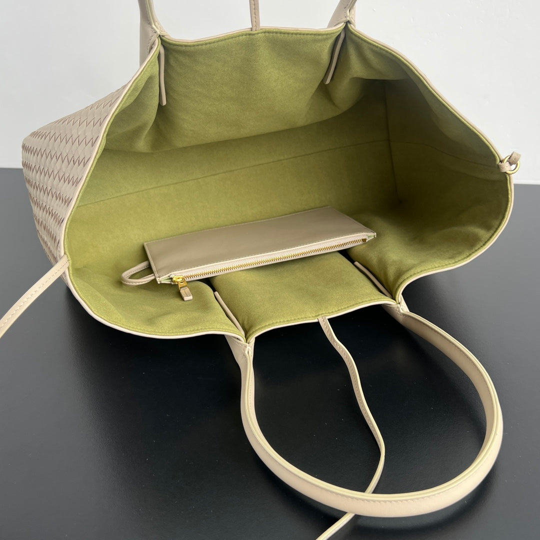 BV 2025 Pinacoteca 43cm Bag Beige Green Leather Suede 545238