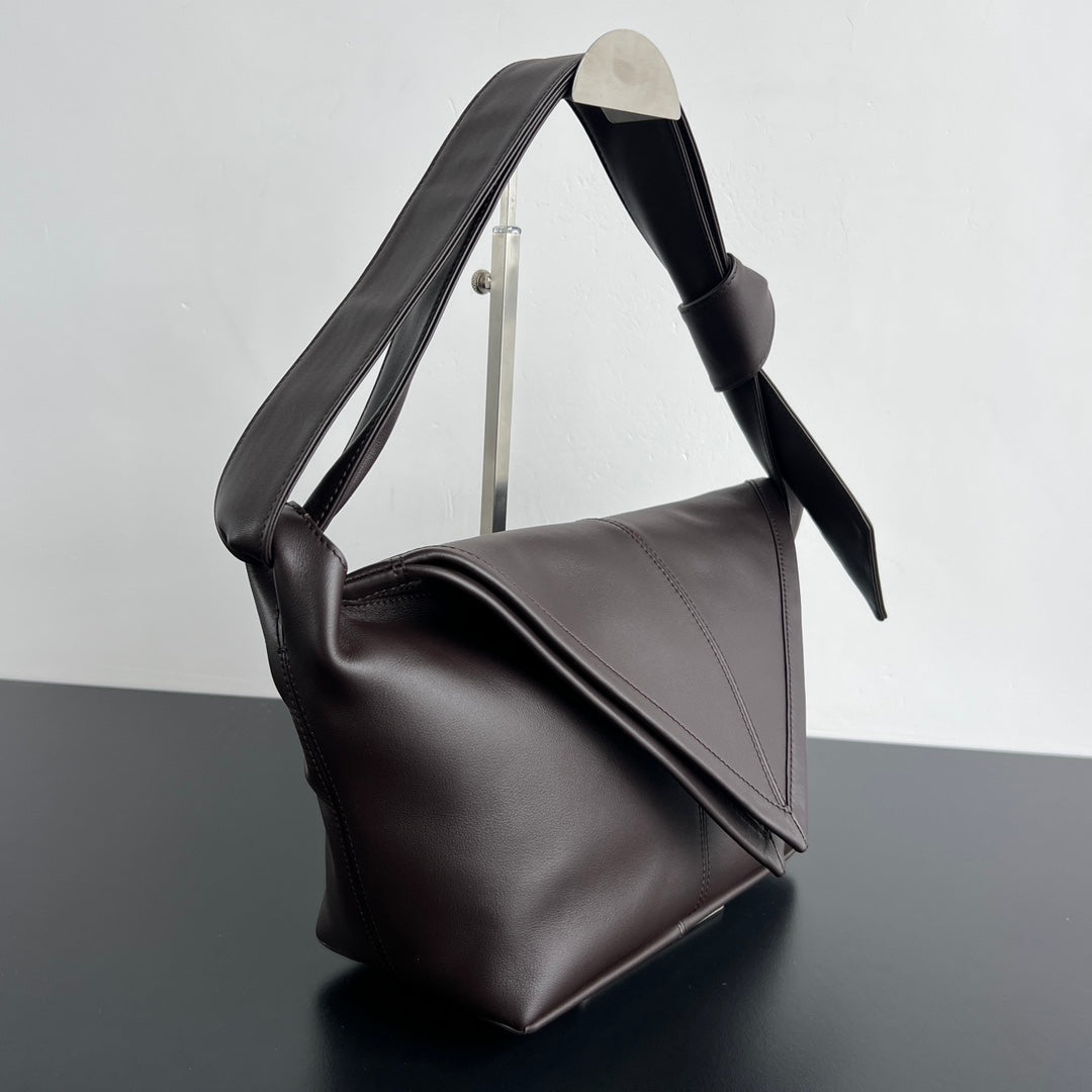BV Sawyer Large Triangle 25cm Bag Chocolate Silky Calfskin 559339