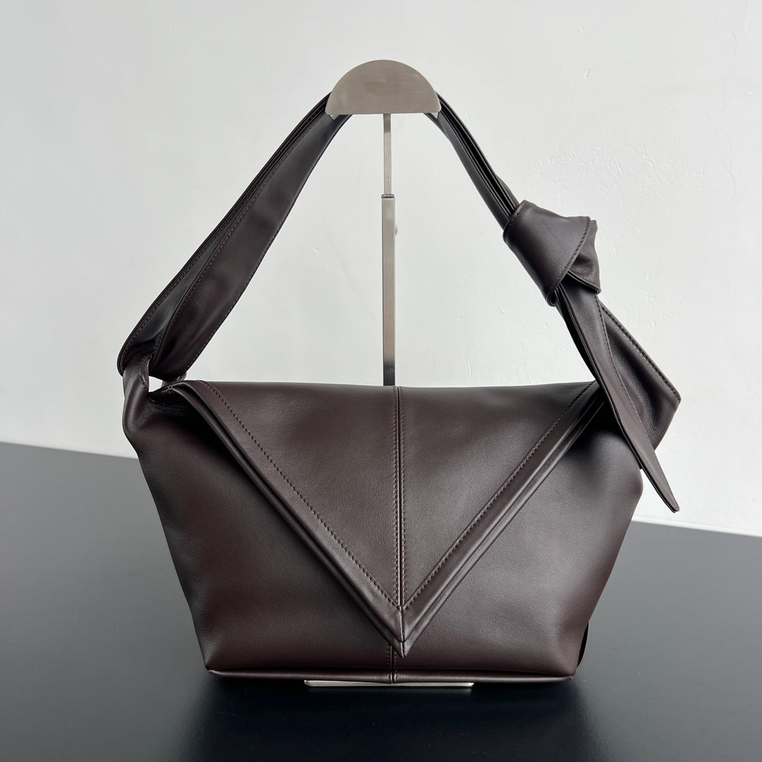 BV Sawyer Large Triangle 25cm Bag Chocolate Silky Calfskin 559339