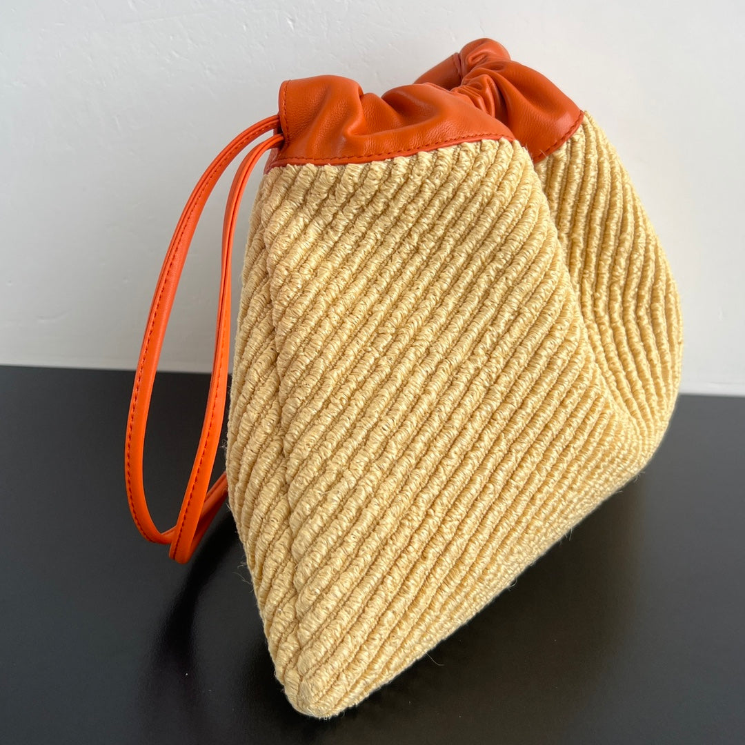 BV Dustbag 32cm Orange mix Yellow Leather Raffia 563685