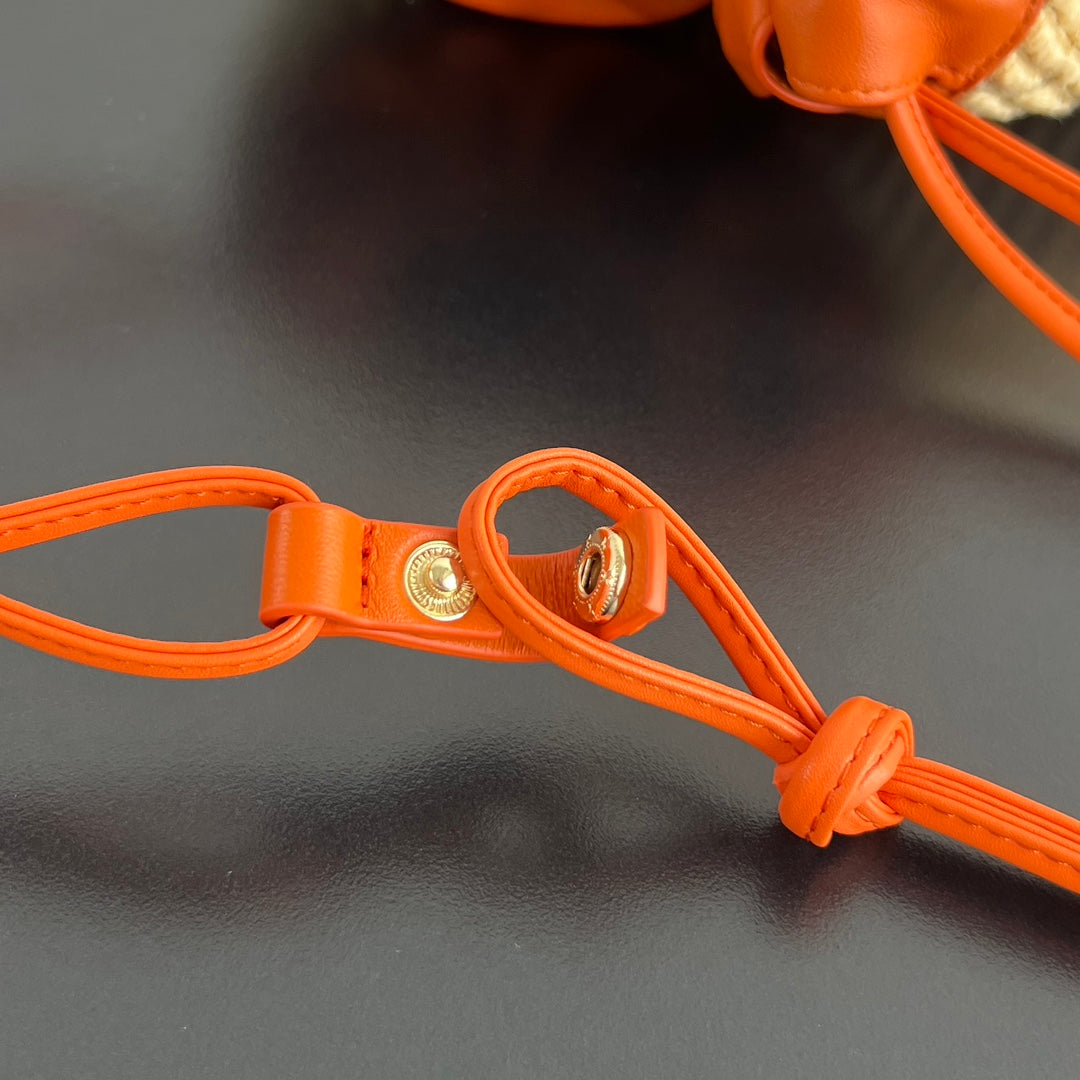 BV Dustbag 32cm Orange mix Yellow Leather Raffia 563685