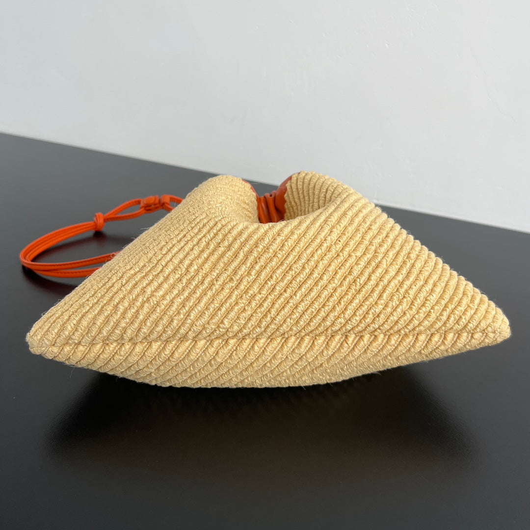 BV Dustbag 32cm Orange mix Yellow Leather Raffia 563685