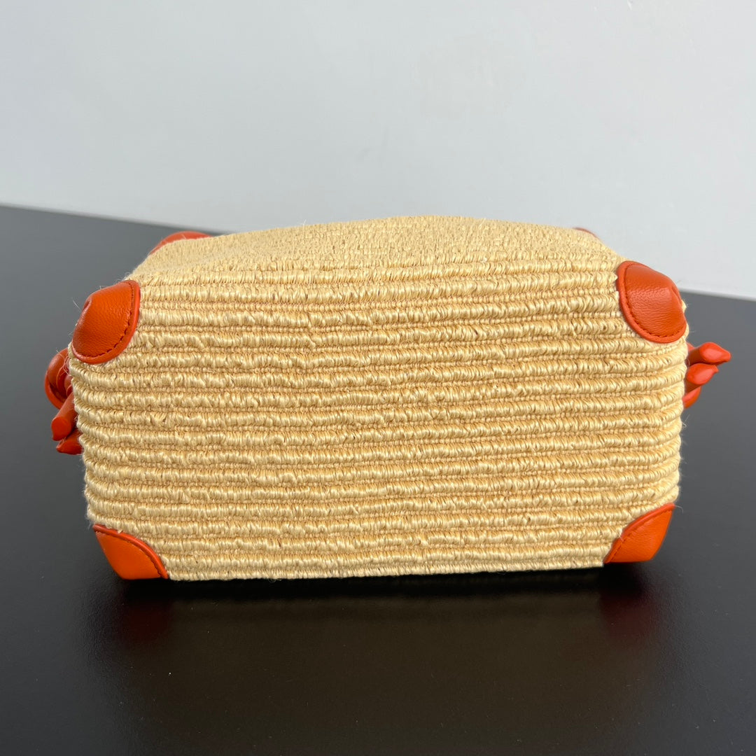 BV Loop 19cm Bag Orange mix Yellow Leather Raffia 563686