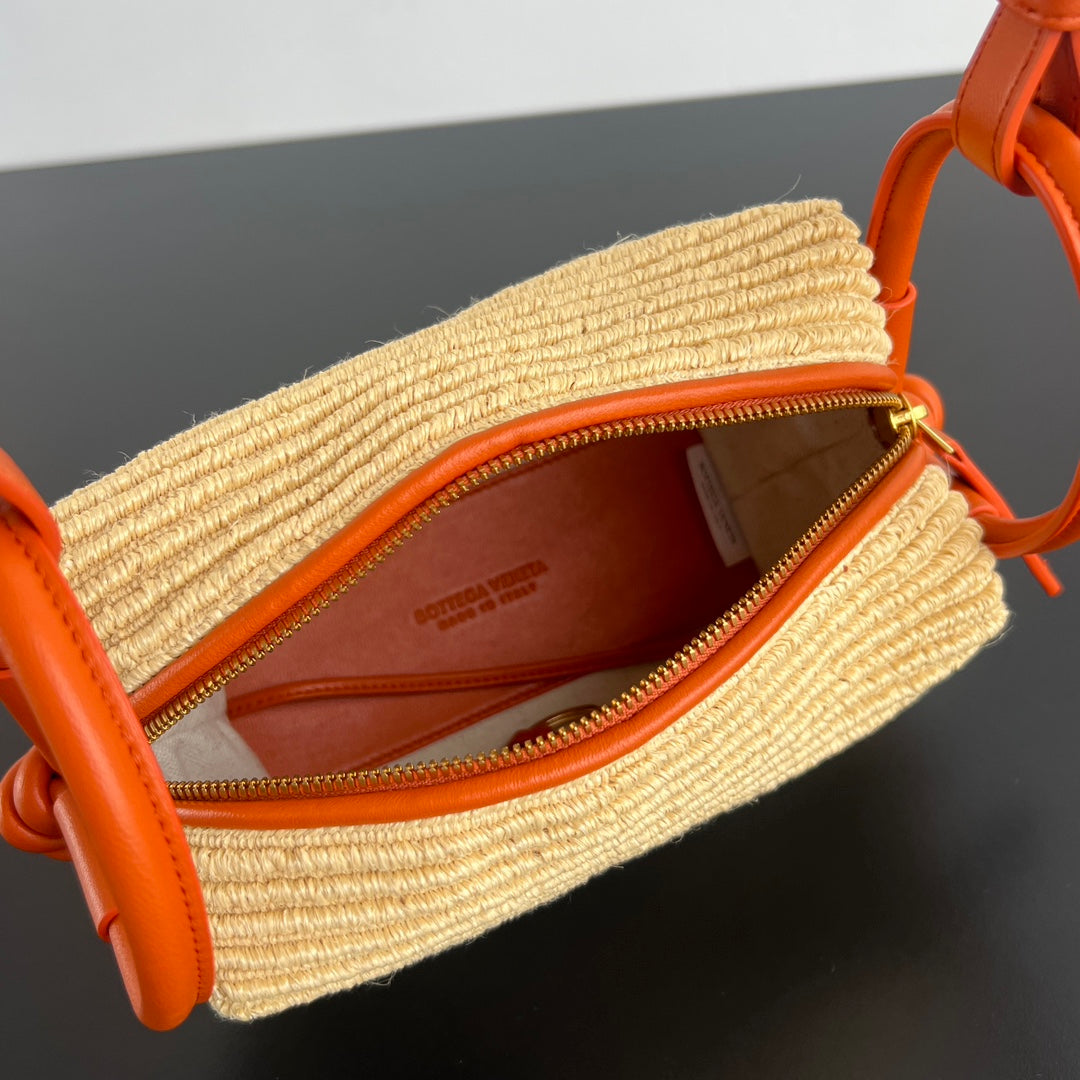 BV Loop 19cm Bag Orange mix Yellow Leather Raffia 563686