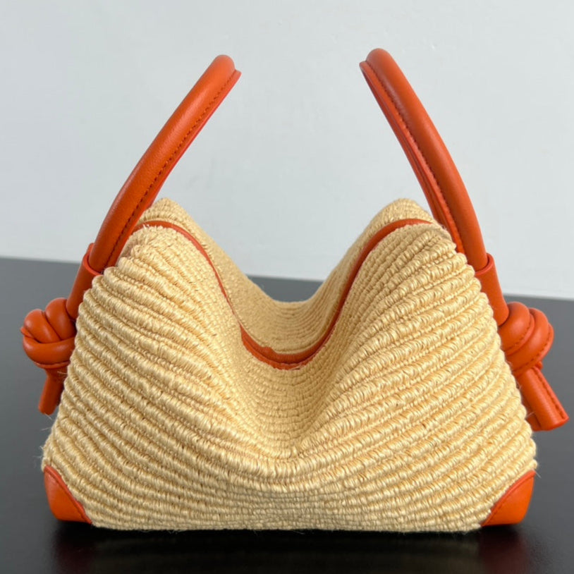 BV Loop 19cm Bag Orange mix Yellow Leather Raffia 563686