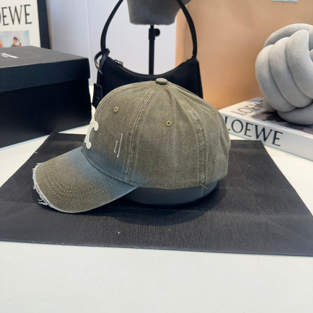 Celin Cap Green Gray Denim Fabric 210460