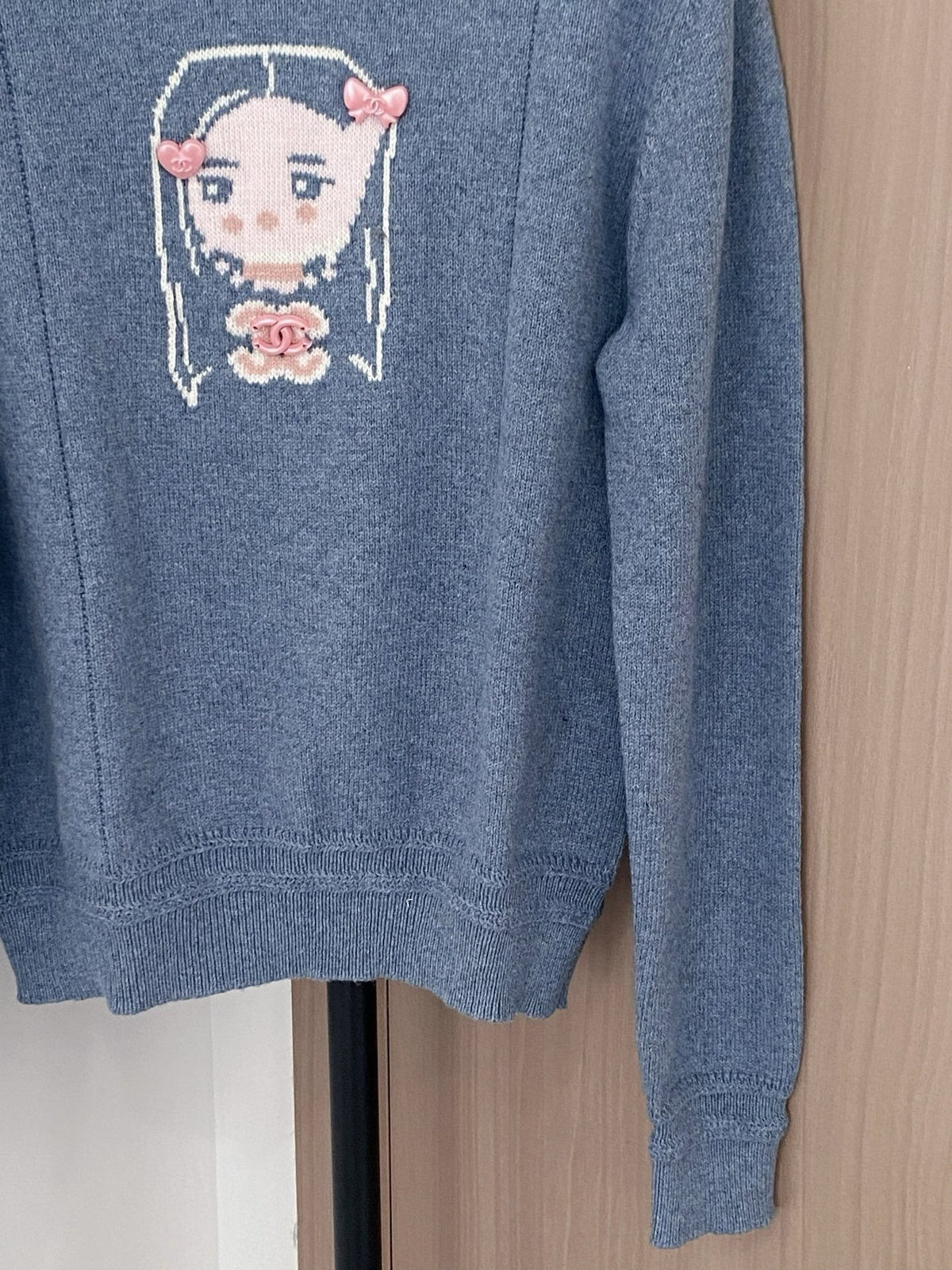 Chanel 25 Sweater Gray Blue Wool 307992
