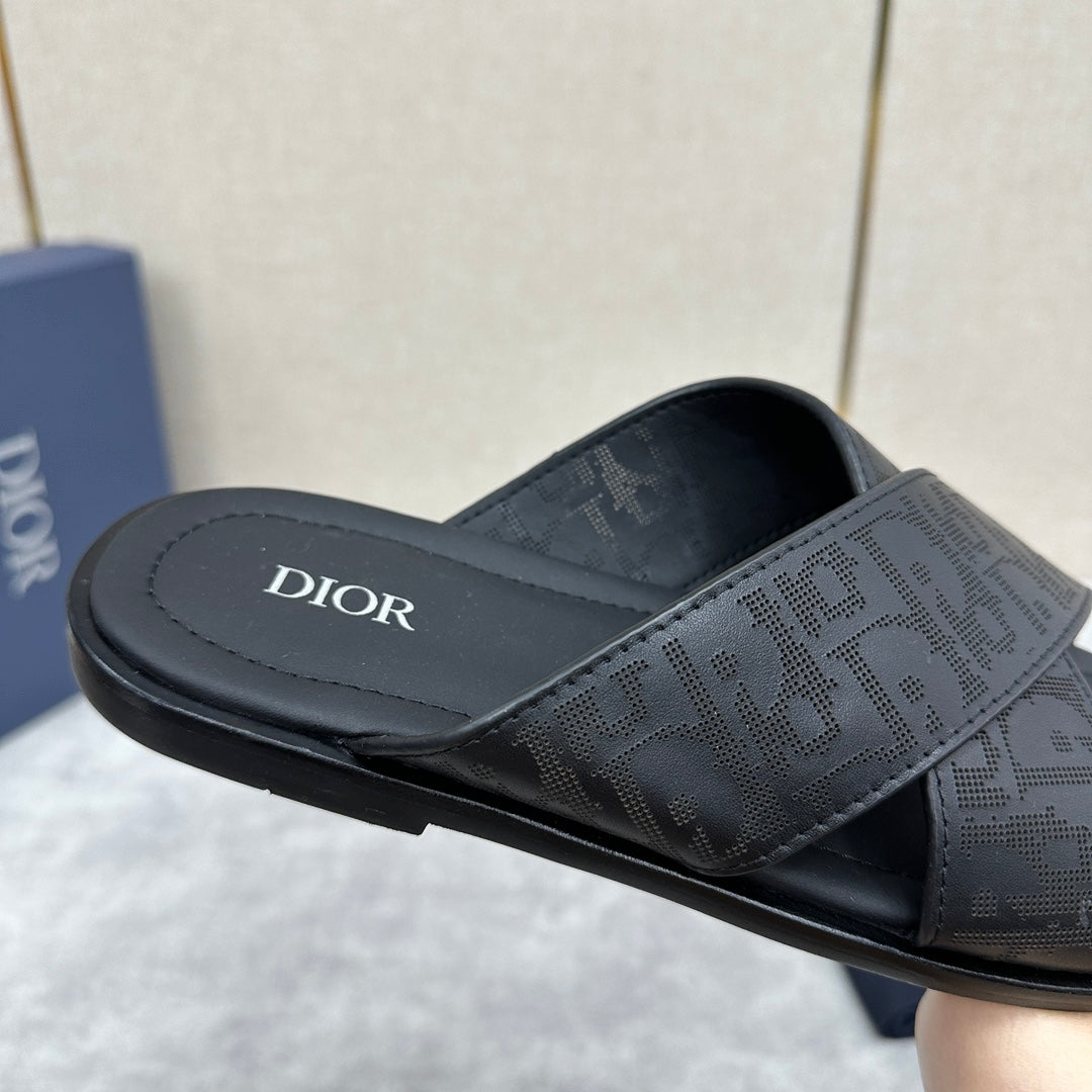 CD ALIAS SANDAL BLACK EMBOSSED CALFSKIN