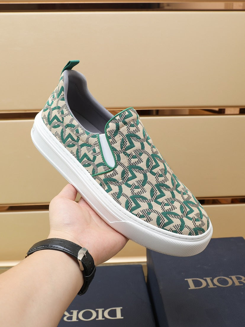 CD SOLAR SLIP-ON BEIGE MIX DARK GREEN FABRIC