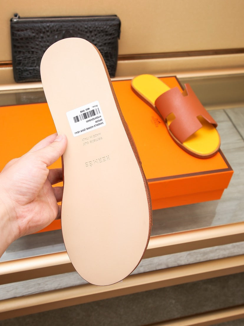 HM IZMIR SANDAL FIRE AND LEMON CALFSKIN