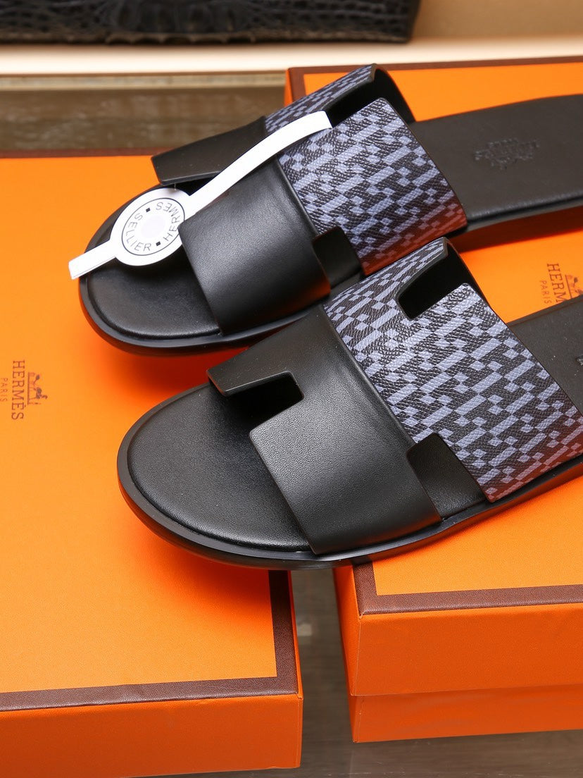 HM ORAN SANDAL BLACK AND LAVENDER CALFSKIN