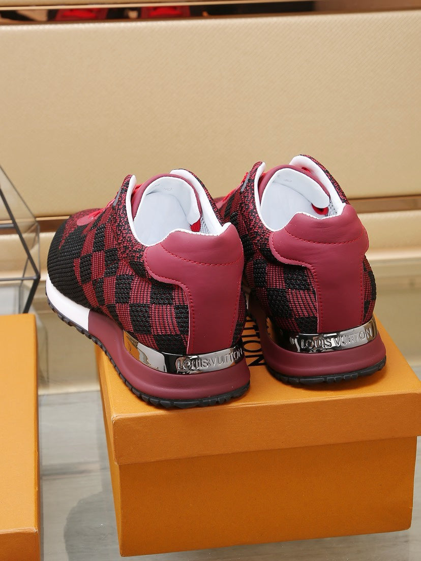 LV CLASSIC SNEAKER IN BLACK MIX SCARLET RED DAMIER