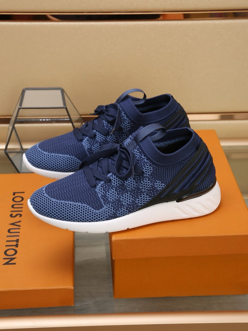 LV SNEAKERS IN COBALT BLUE MESH FABRIC