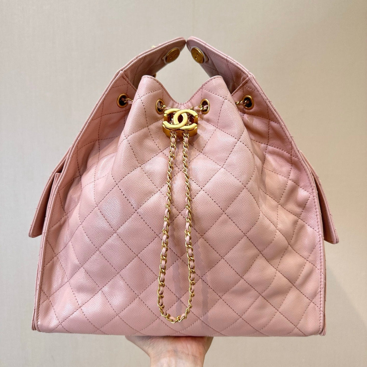 CC 25C Hobo Bags 40cm Pink Grained Calfskin