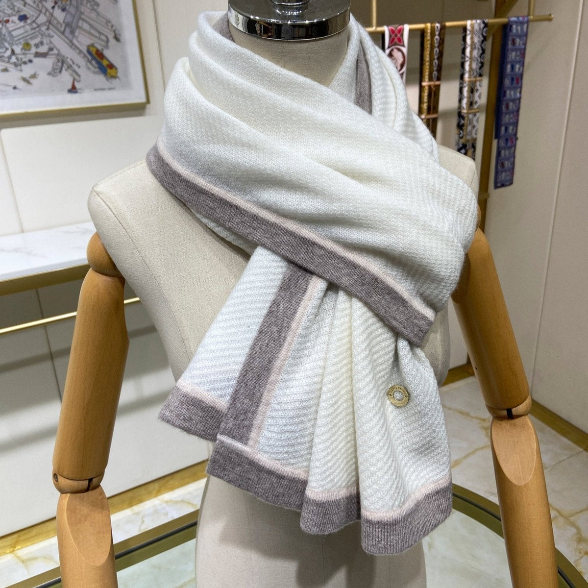 LP Scarf 170 CM In White Mix Grey Consinee Cashmere 205599
