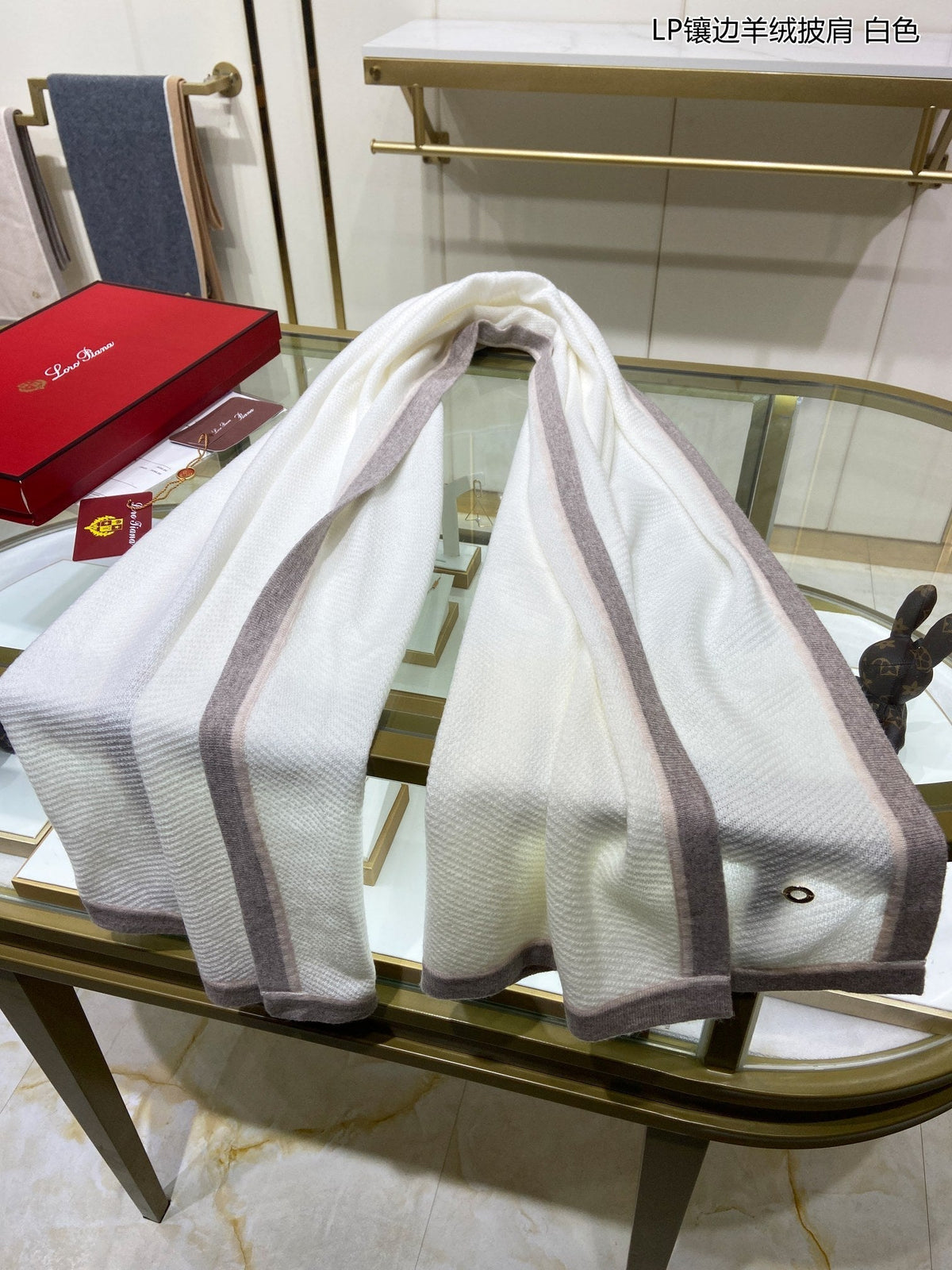 LP Scarf 170 CM In White Mix Grey Consinee Cashmere 205599