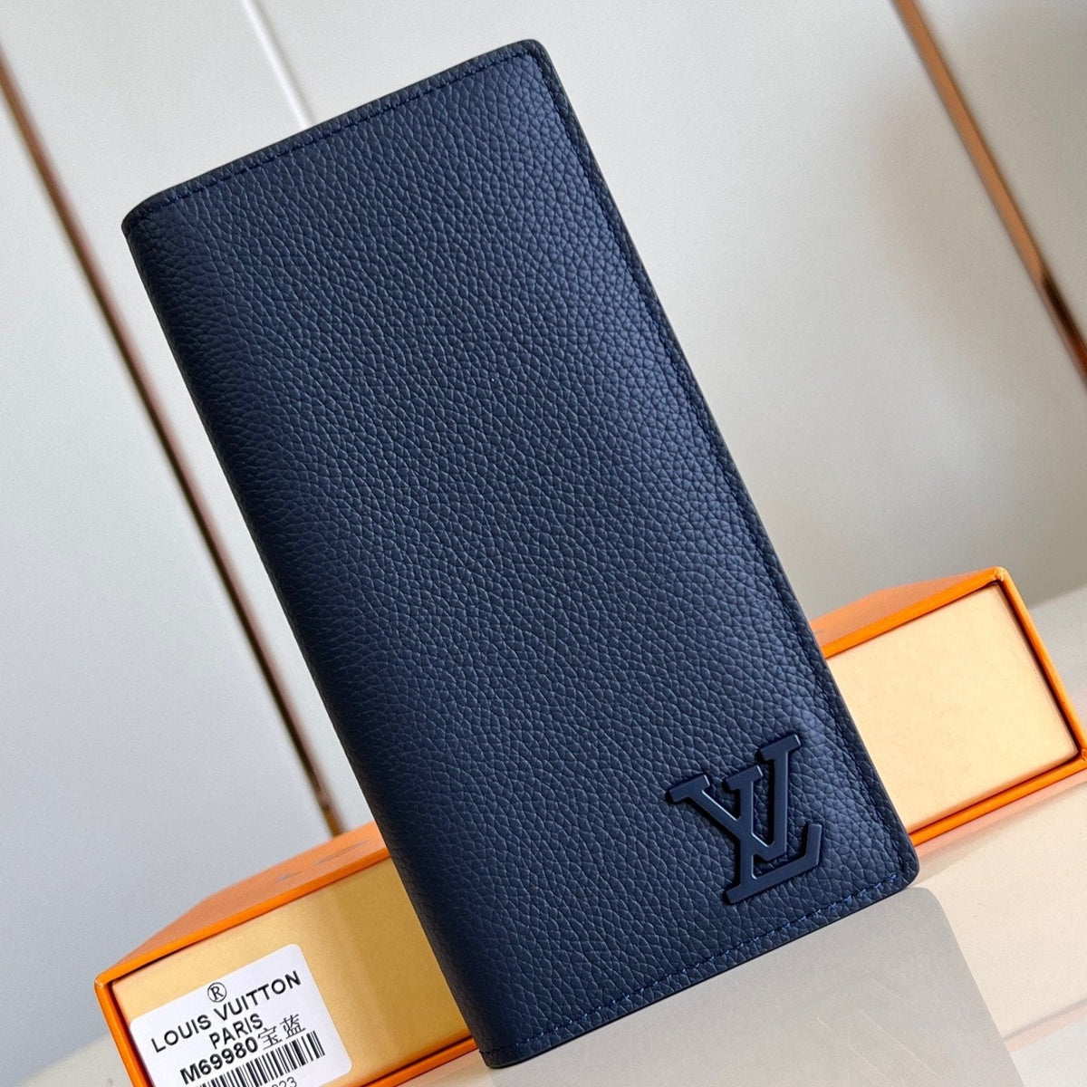 BRAZZA WALLET AEROGRAM 19CM BLUE CALFSKIN