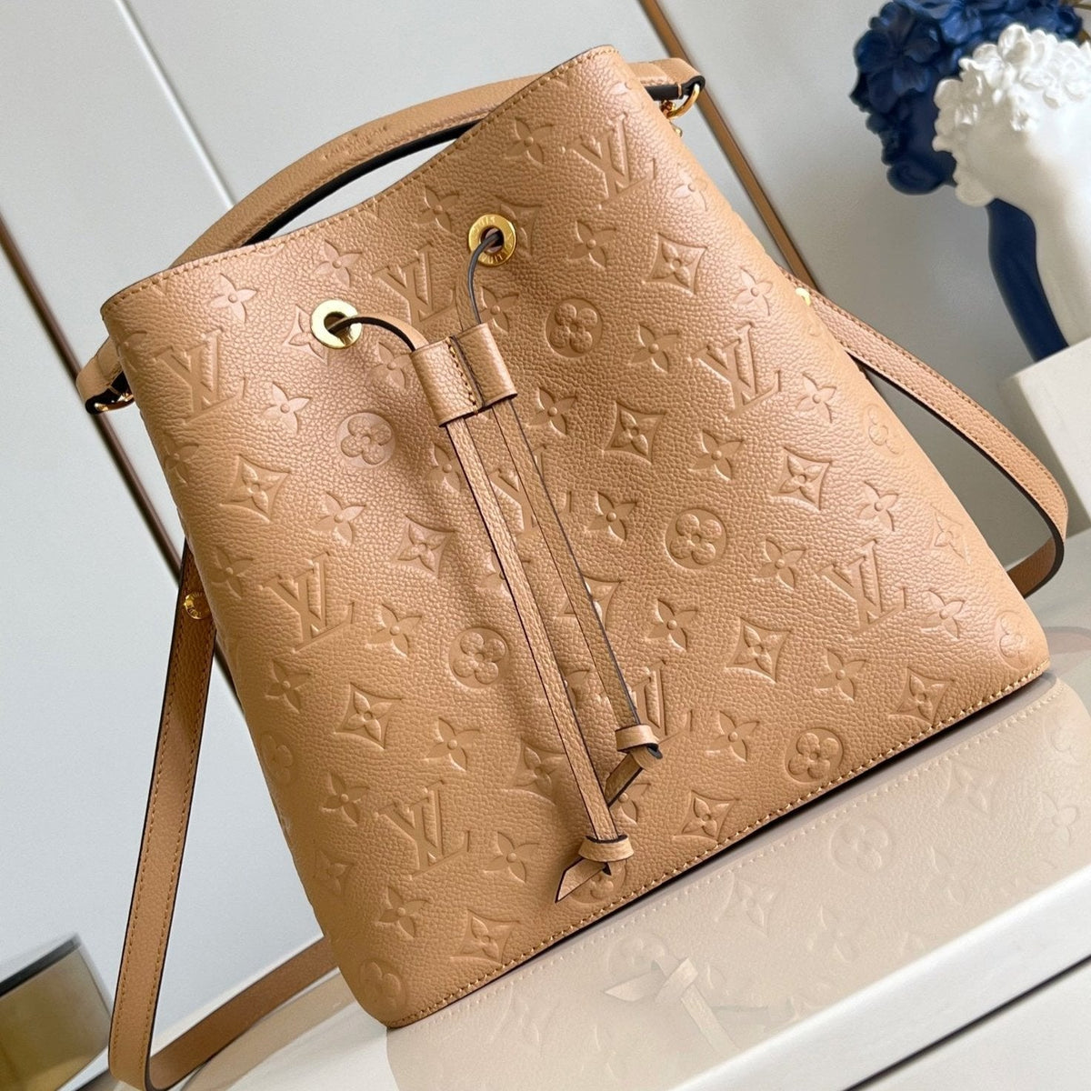 LV Neo Noe Bucket Bag 26cm Brown White Monogram Empteinte Calfskin