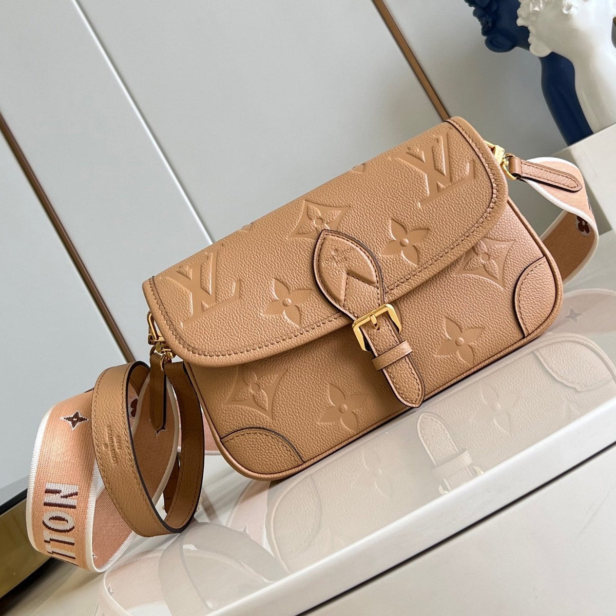 LV DIANE 24 DARK BEIGE MONOGRAM EMPREINTE CALFSKIN