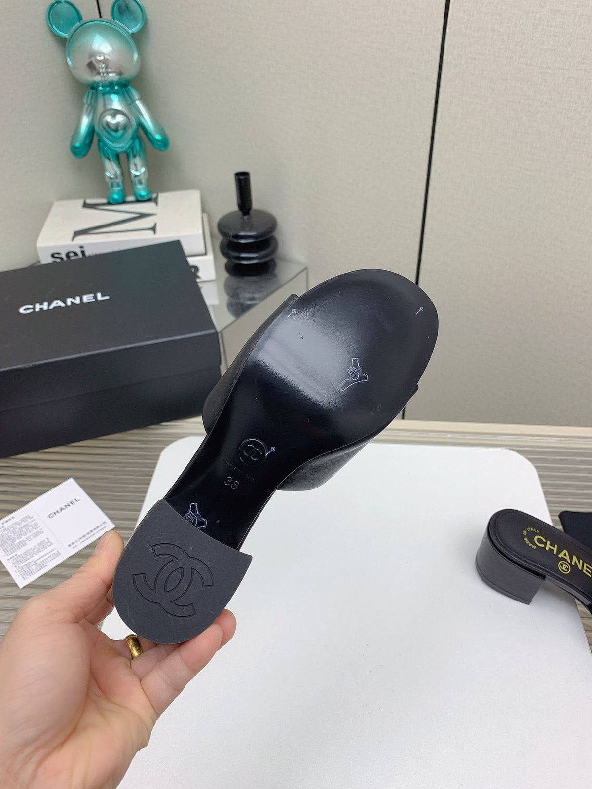 CC Mule Sandals 50m In Black Lambskin 148976