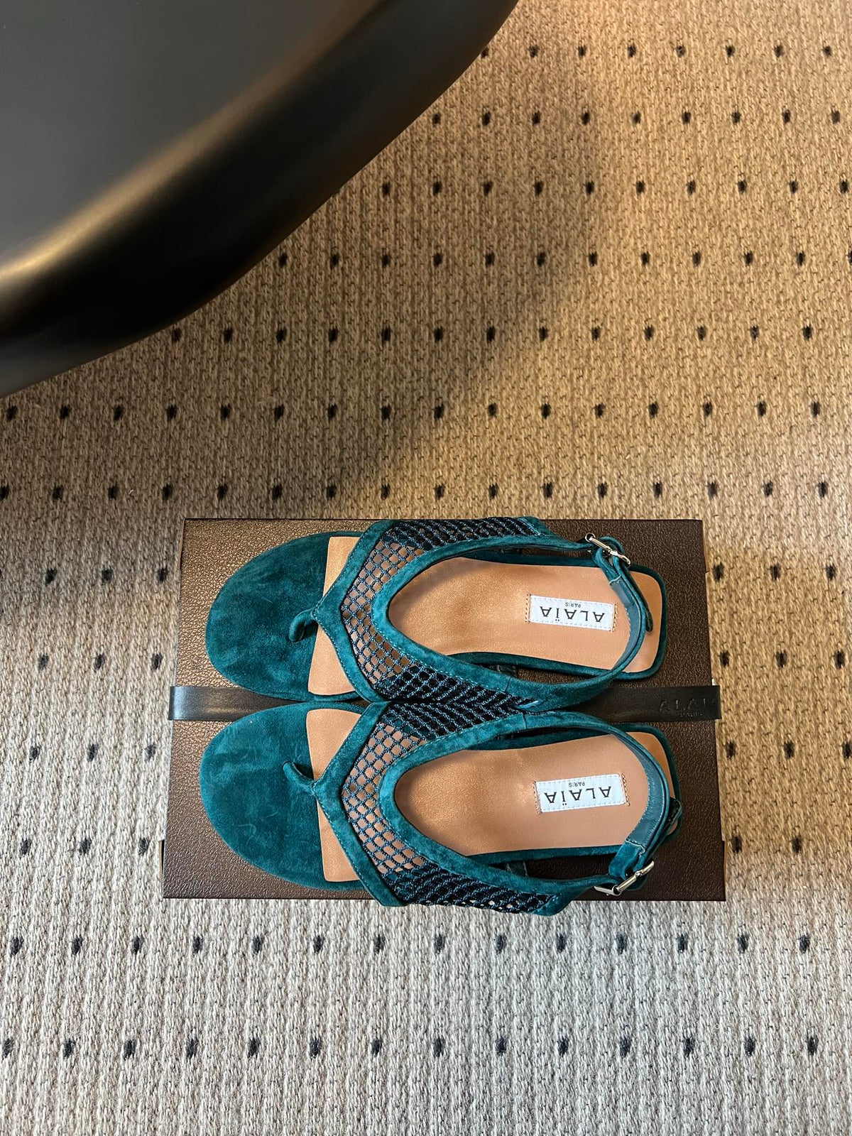 Alaia 2026 Thong Sandals Mesh Suede 803341
