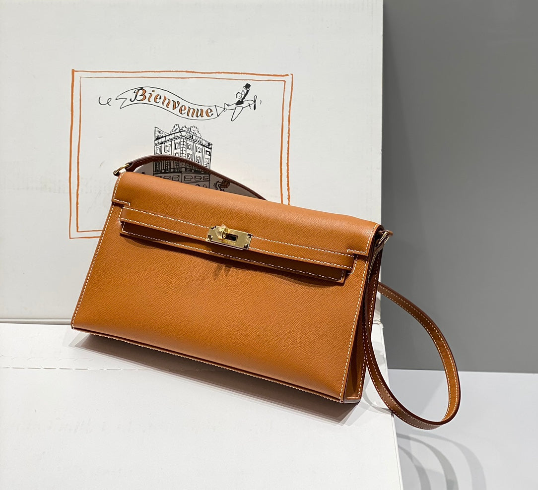 HM Kelly Elan 27cm Gold Leather Ghw