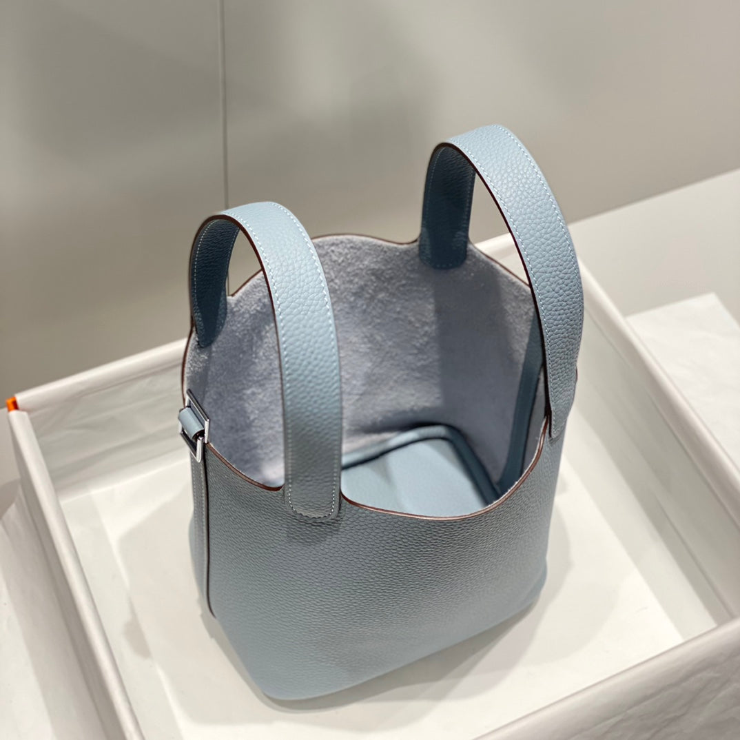picotin lock light sky blue togo leather silver hardware