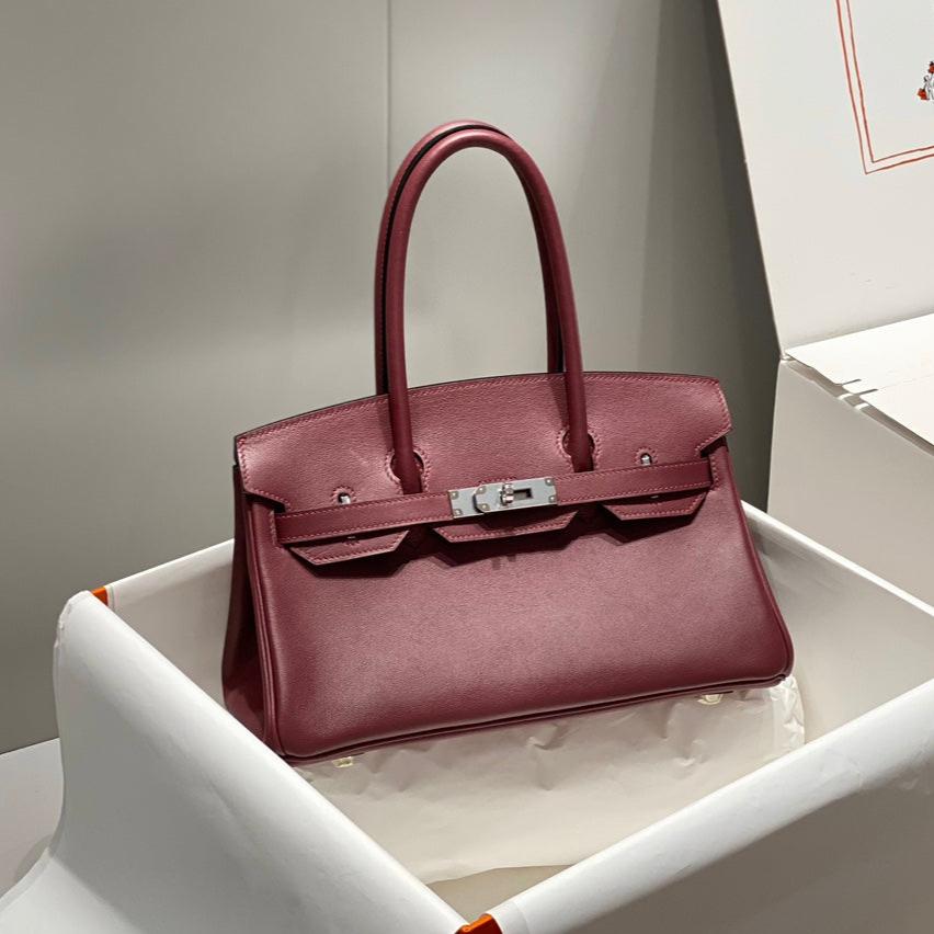 HM Shoulder Birkin 29cm Burgundy Swift Leather Silver Hardware