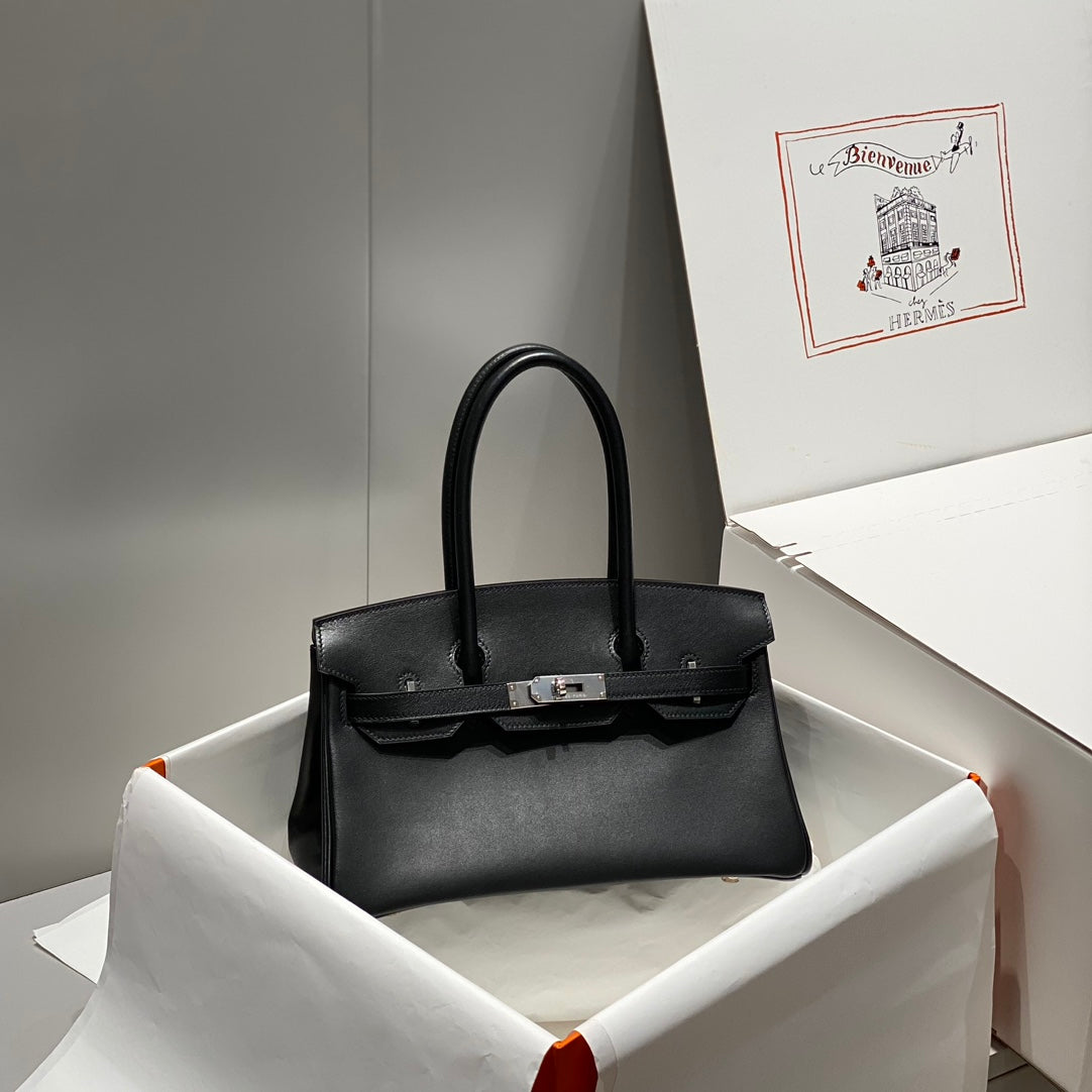 HM Shoulder Birkin 29 Black Brown Leather 224530